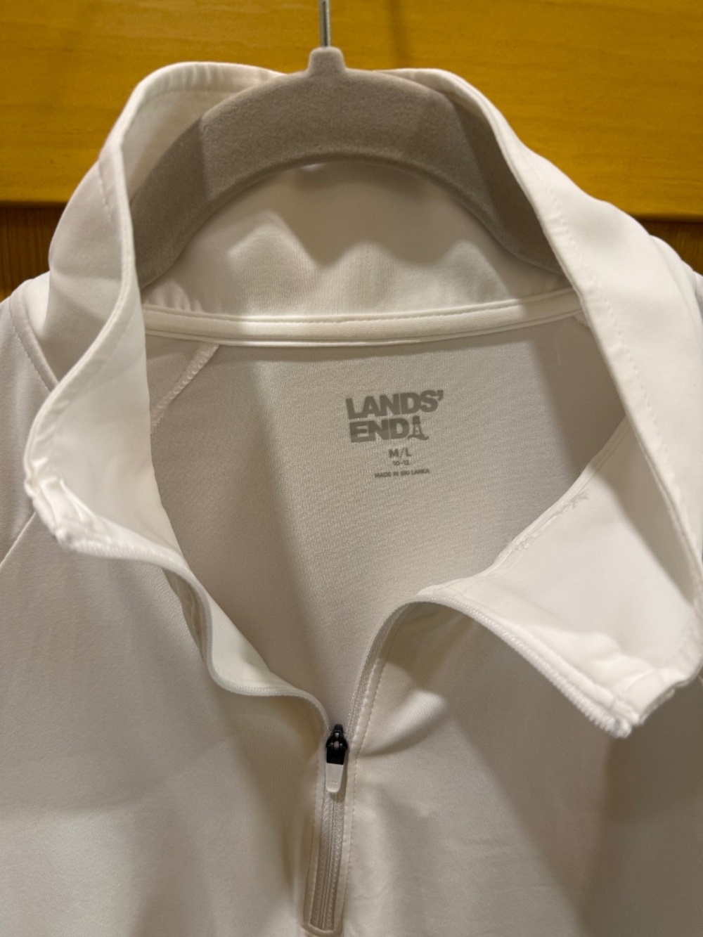 Lands' End White SunShade UPF 50 Quarter Zip Rash Guard